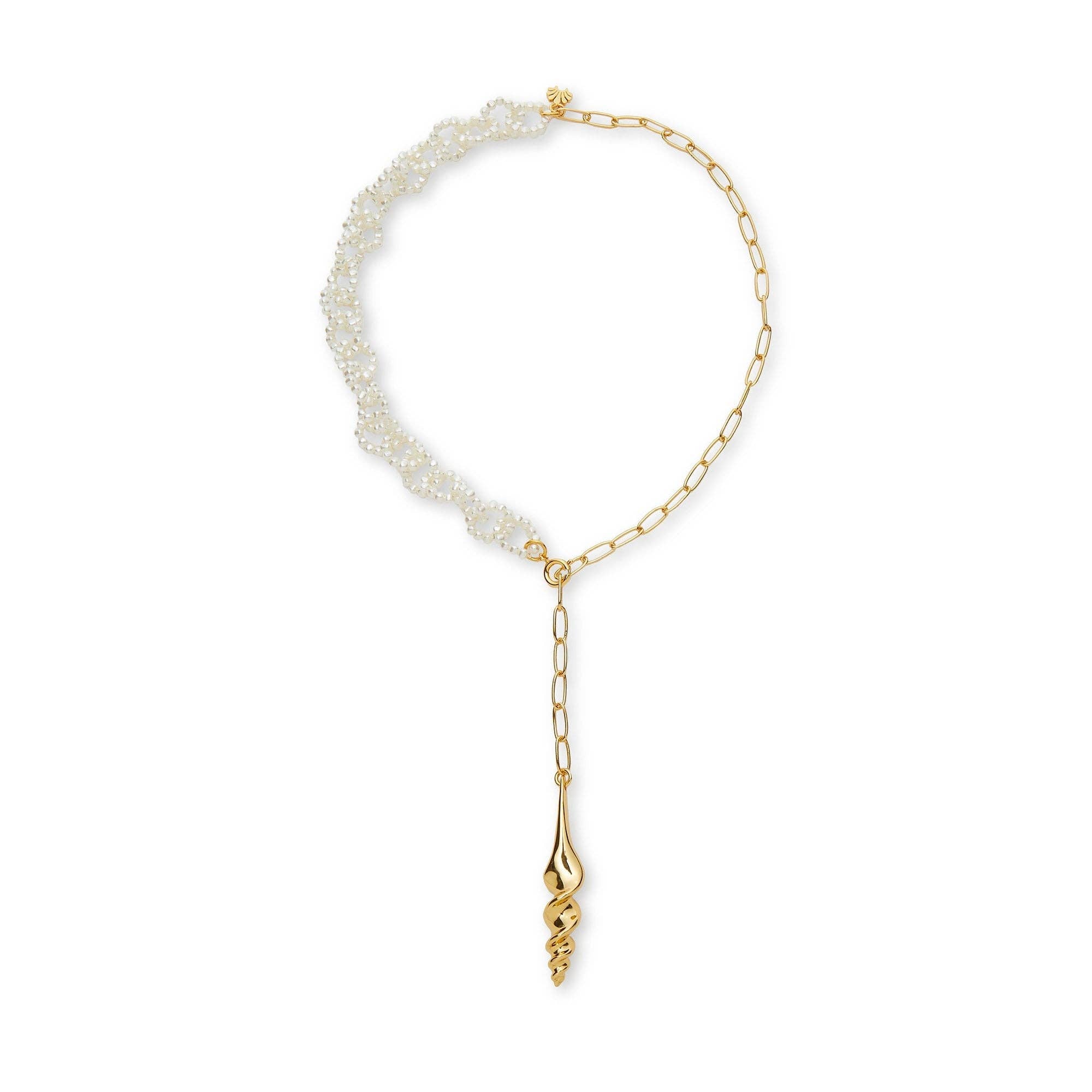 GOLD TURRITELLA LARIAT NECKLACE