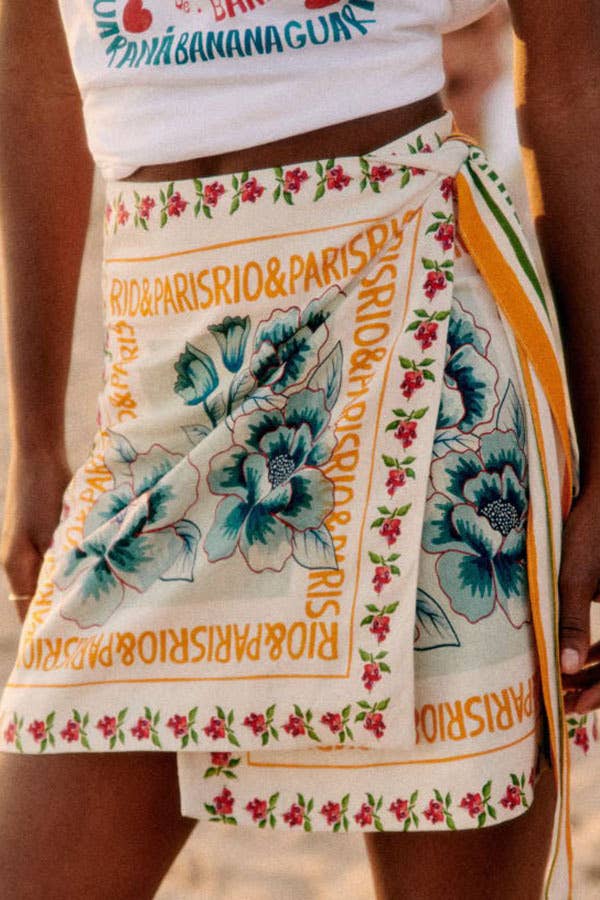 Vacation Print Asymmetrical Mini Skirt