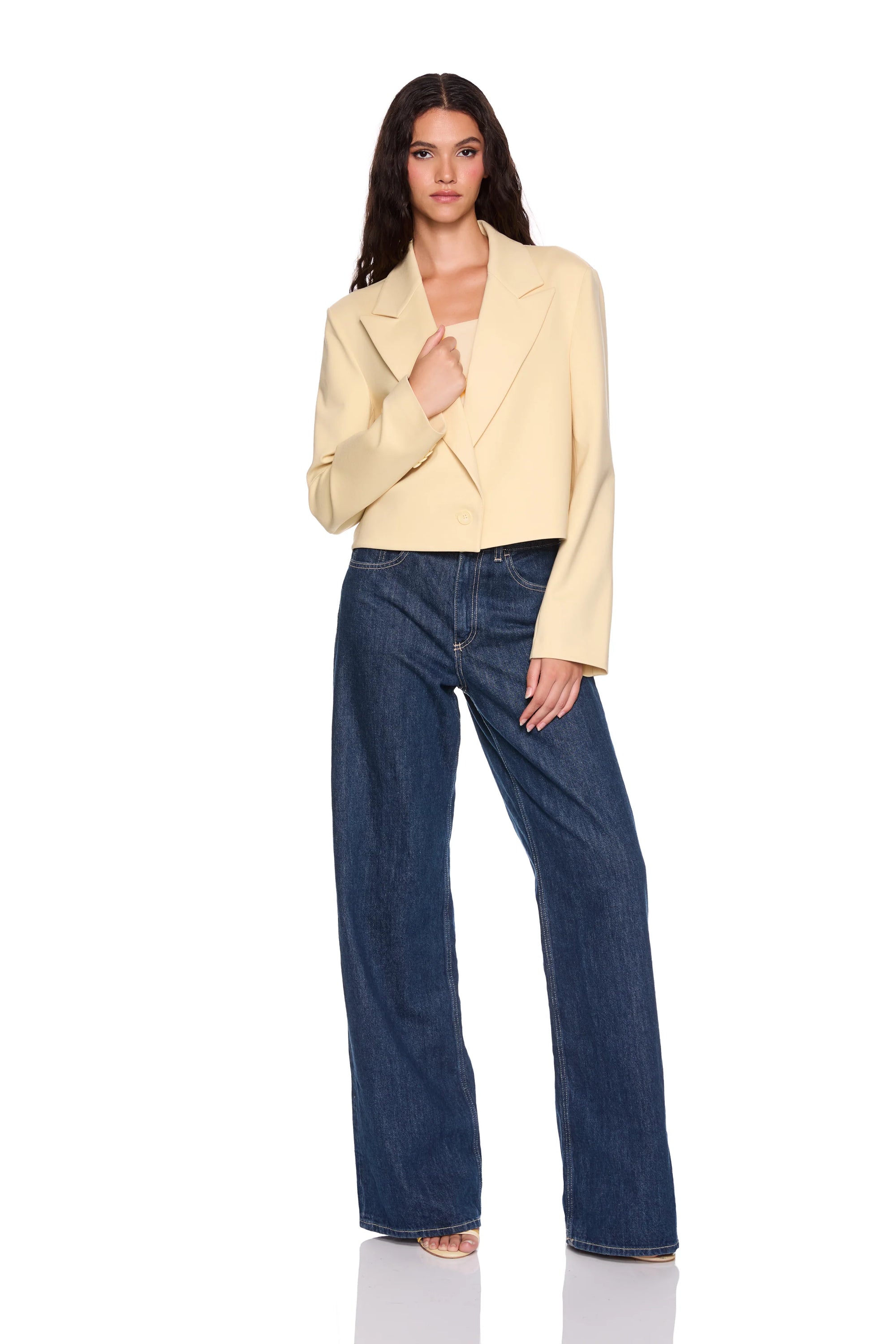 Ponte Boxy Crop Jacket- Whipped Cream