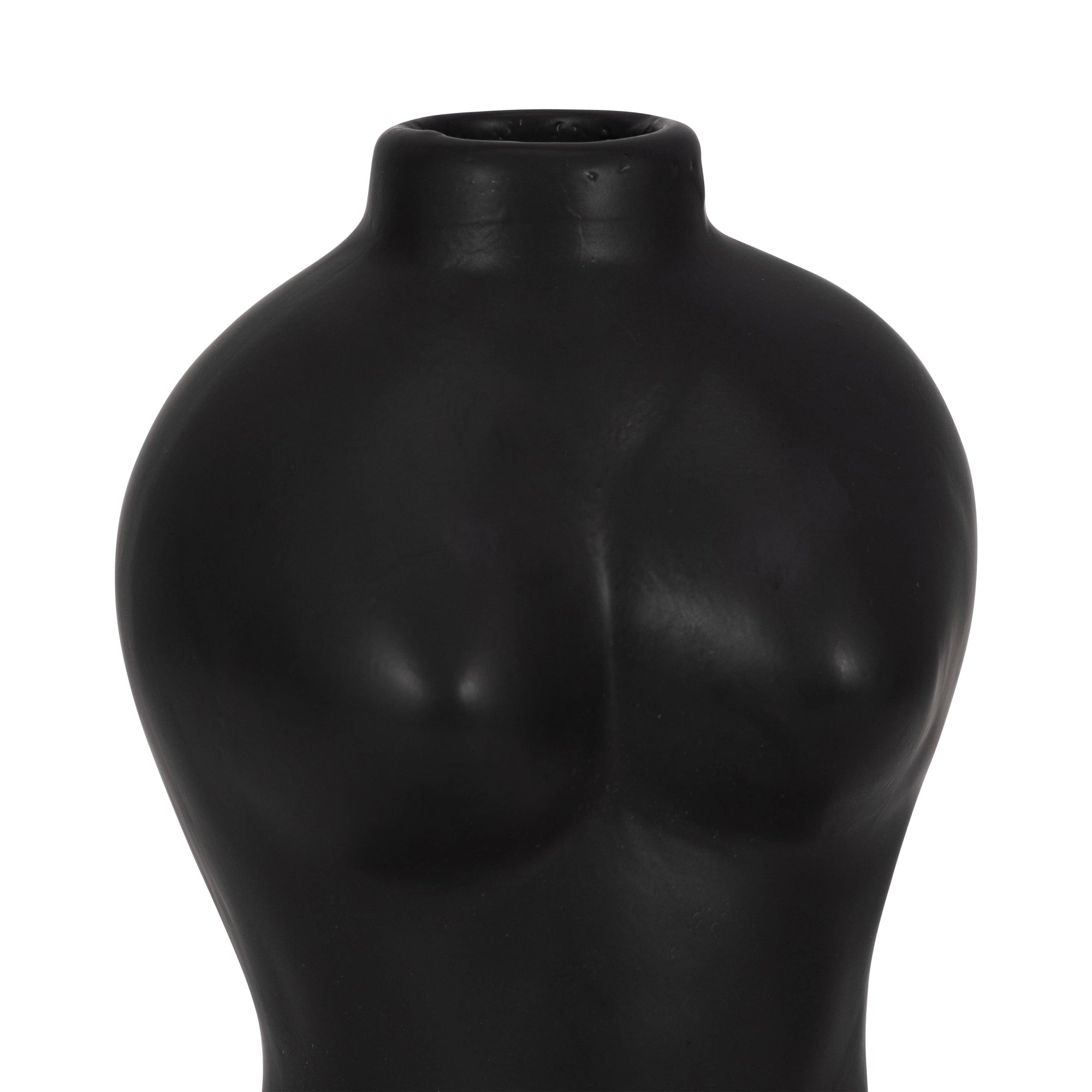 Ceramic Modern Woman Body Form Vase - Black, 12 in.