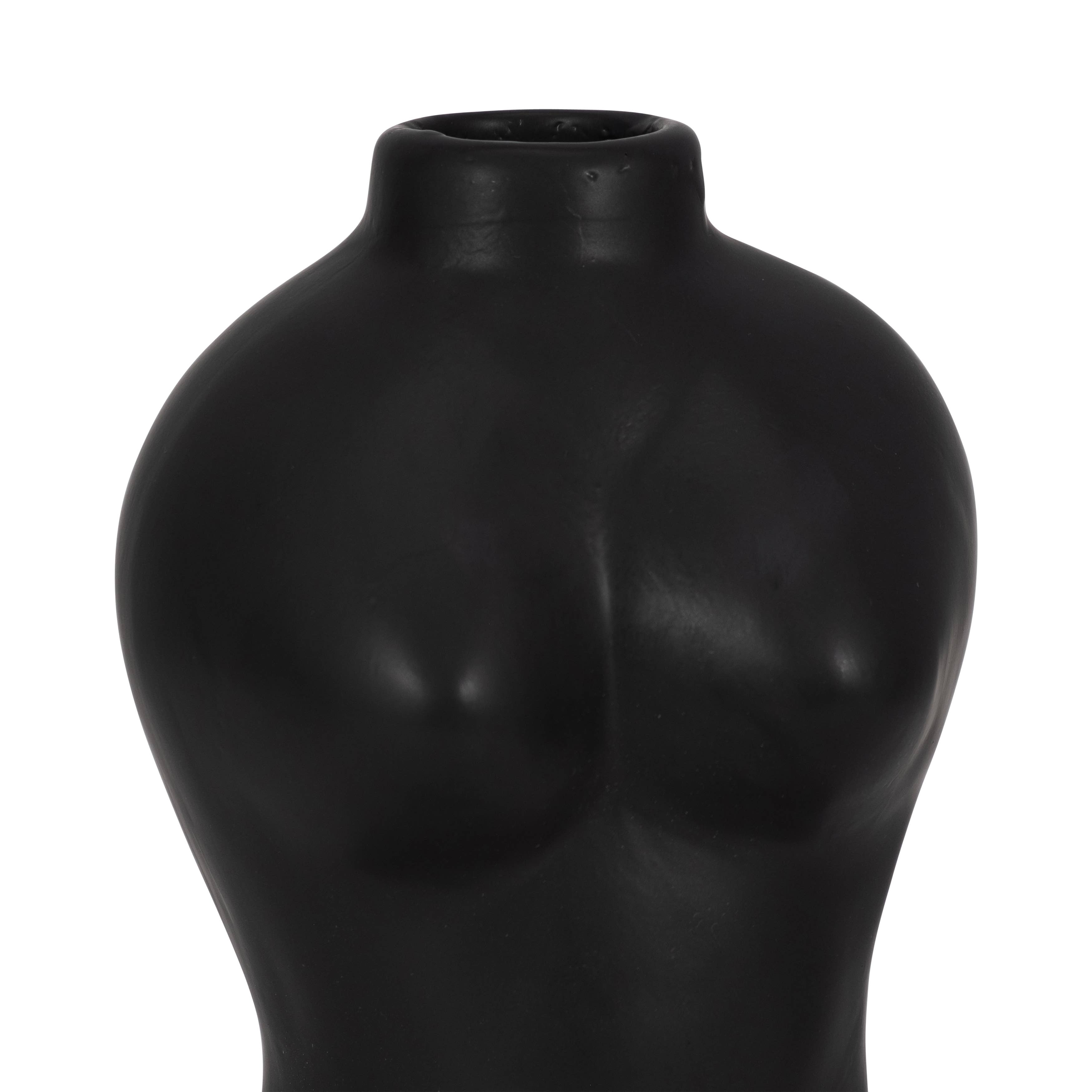Ceramic Modern Woman Body Form Vase - Black, 12 in.