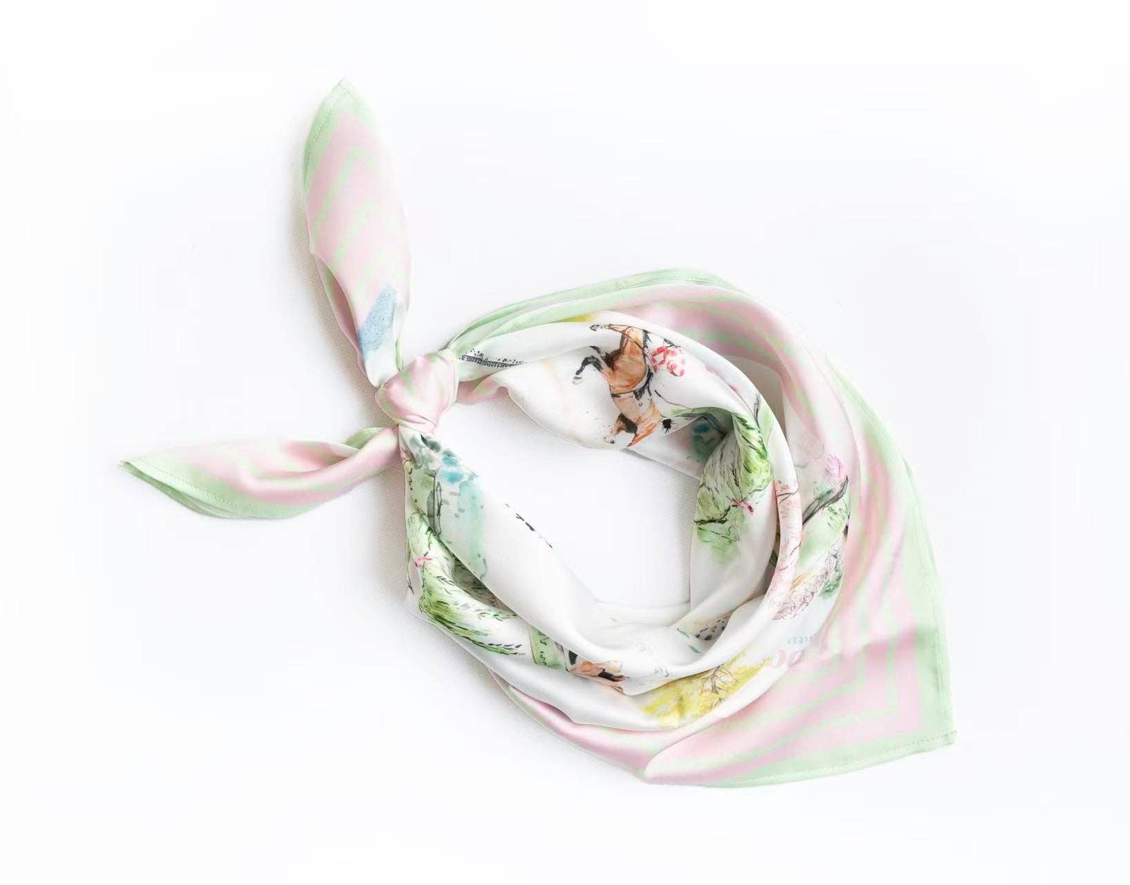 Day at the Races Scarf 25x25" - Ladies Horse Race Theme