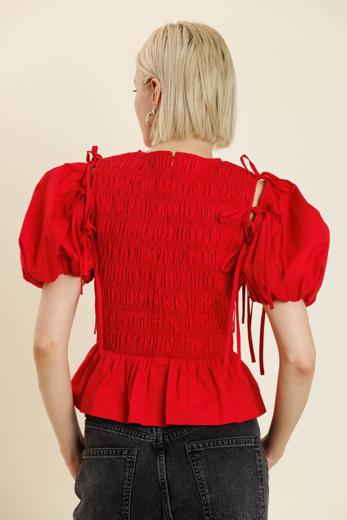 DETACHABLE SLV PEPLUM TOP