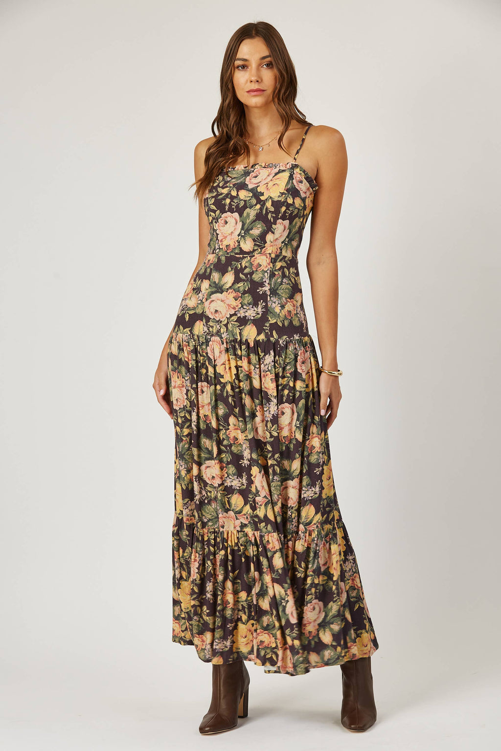 Priscilla laced back floral maxi dress