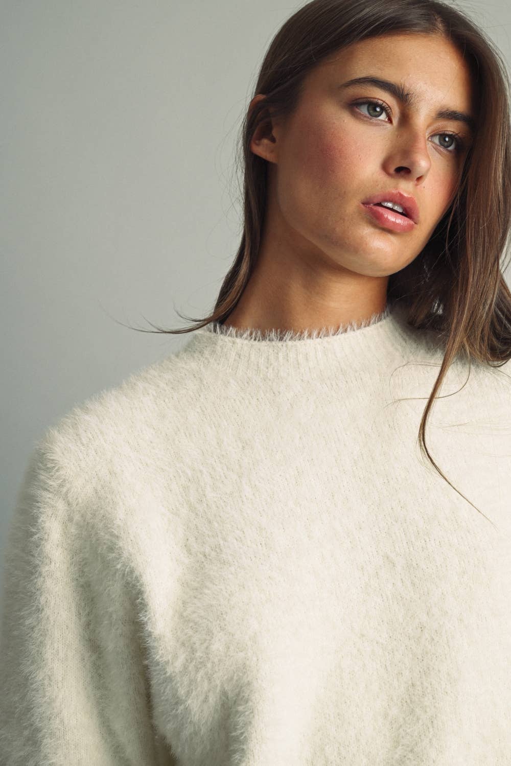 Fluffy Faux-Fur Cropped Sweater