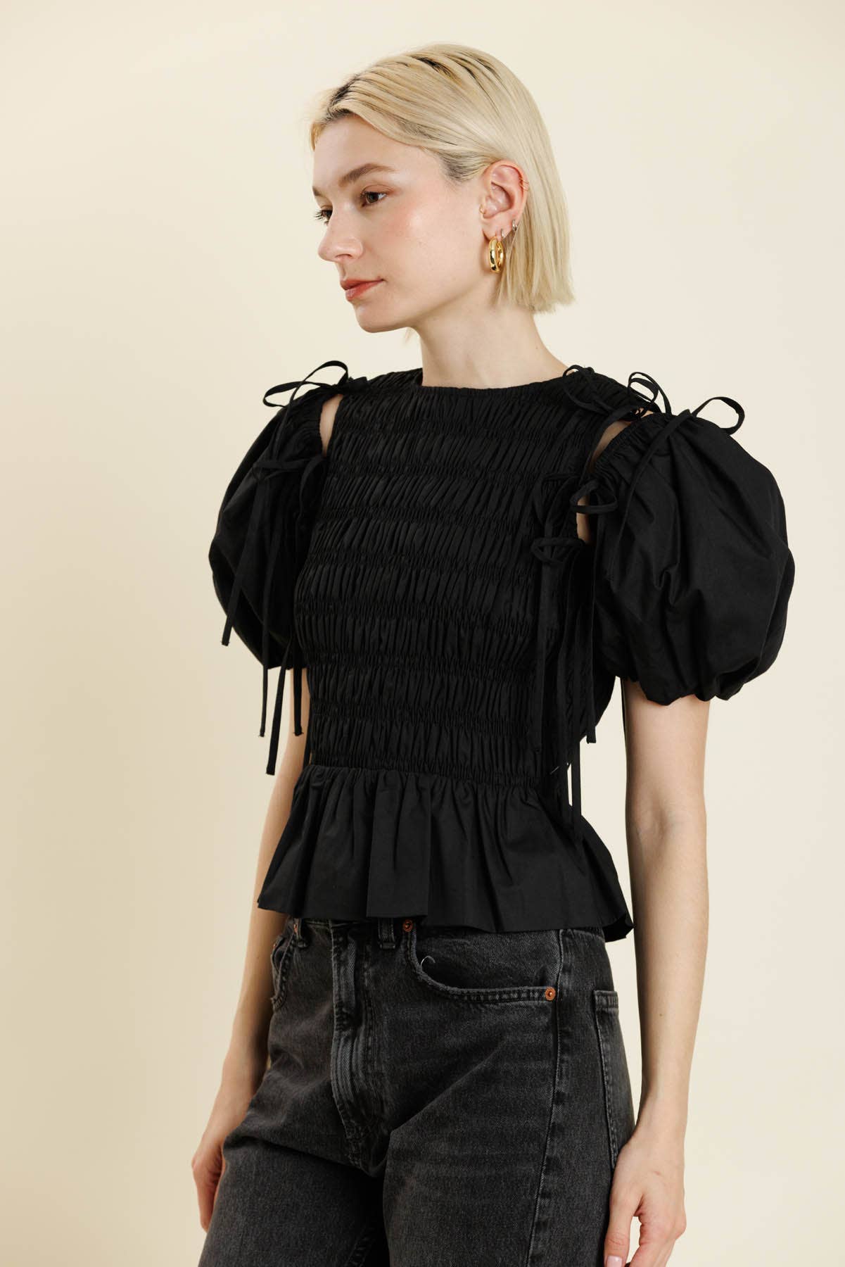 DETACHABLE SLV PEPLUM TOP