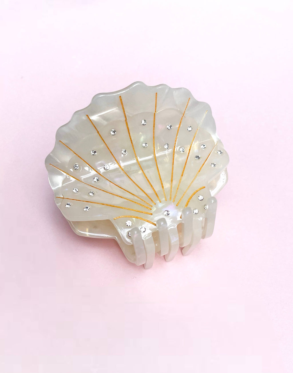 Shell Claw Clip // Cellulose Acetate with Rhinestone detail