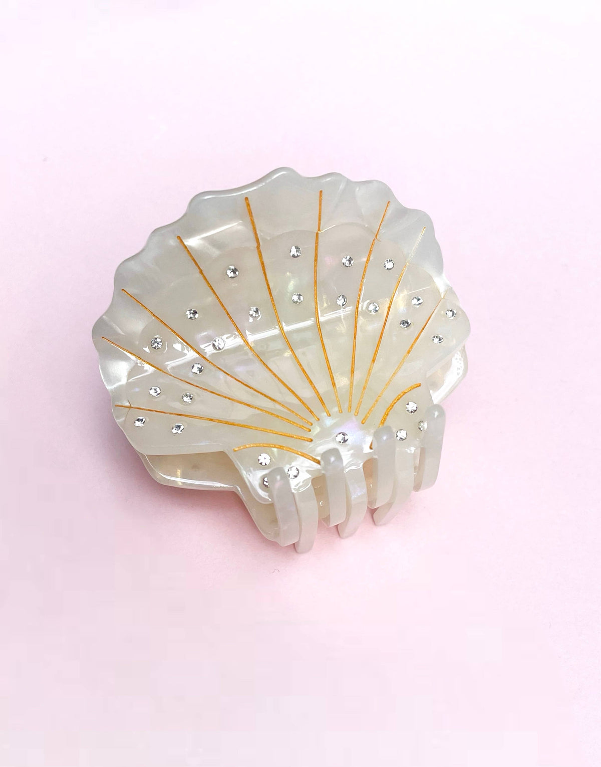 Shell Claw Clip // Cellulose Acetate with Rhinestone detail