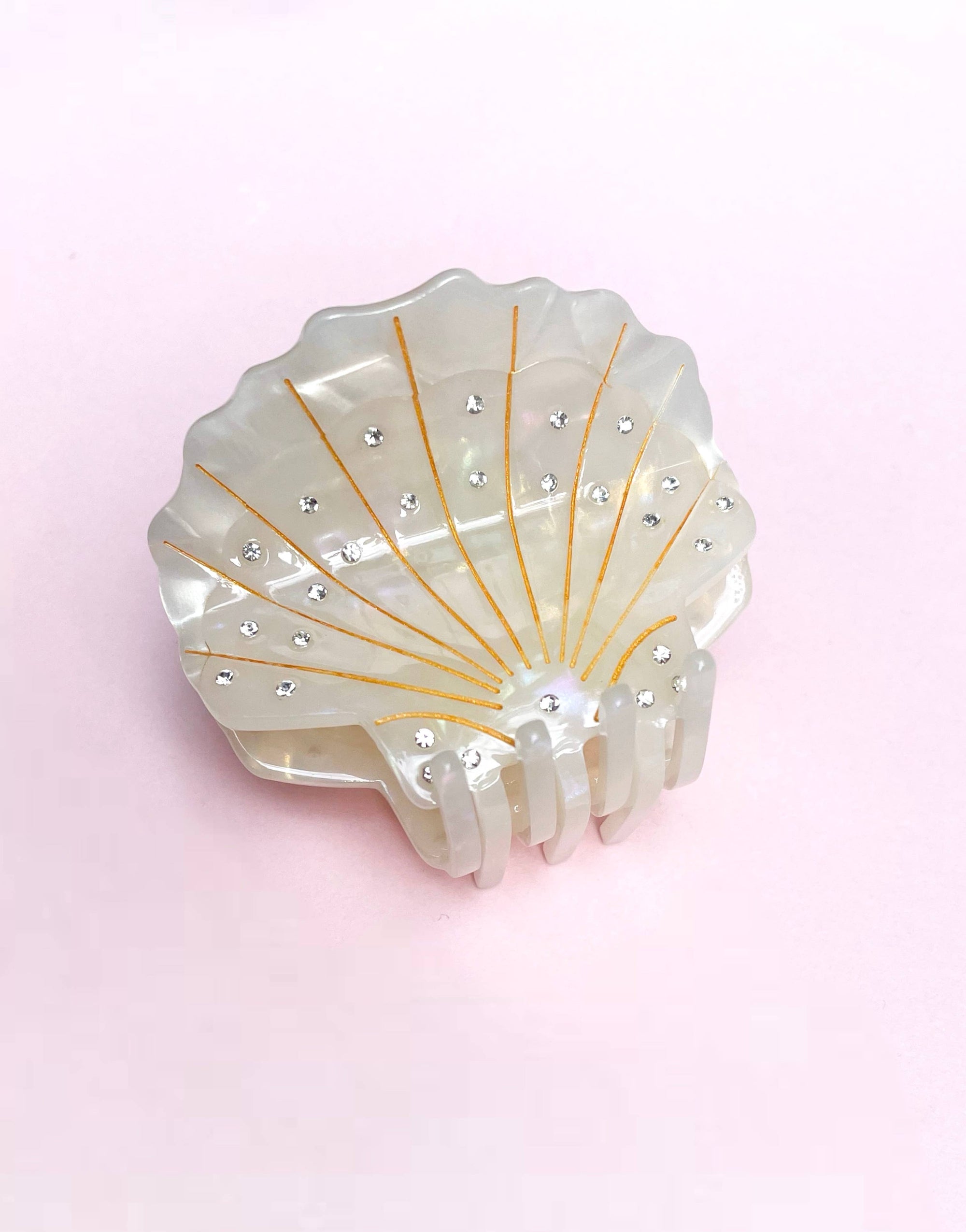 Shell Claw Clip // Cellulose Acetate with Rhinestone detail