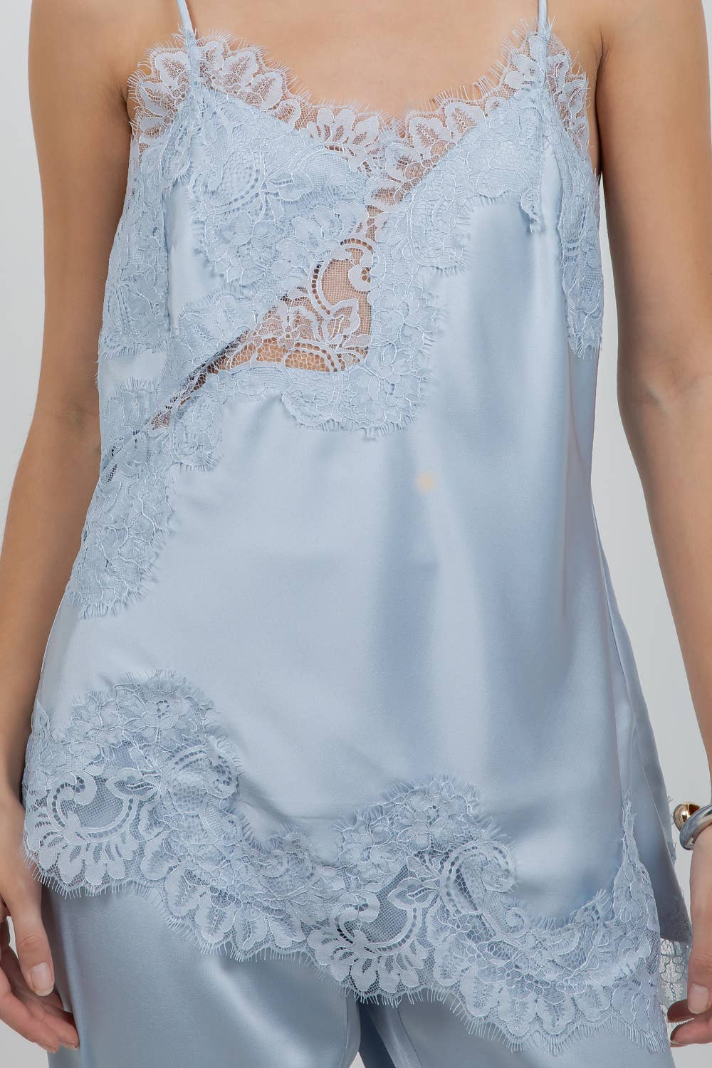 SOFT SATIN LACE MIX SLEEVELESS TANK