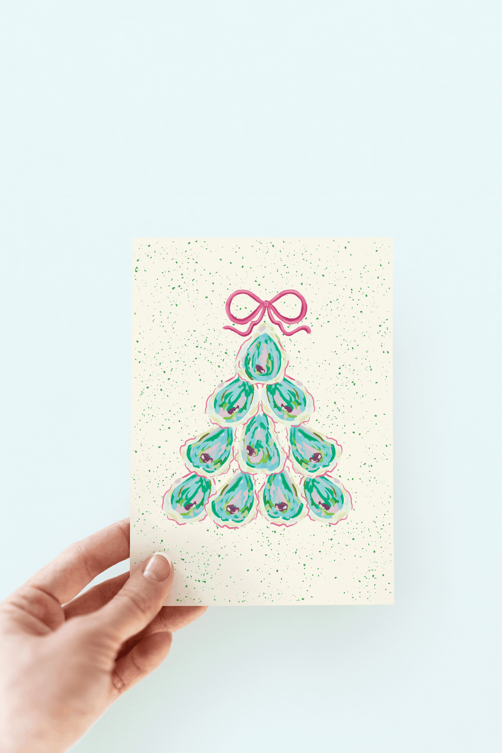 Colorful Oyster Tree Beach Coastal Holiday Greeting Card