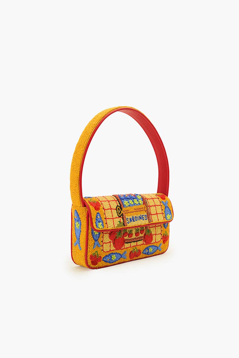 Deep Sea Sardine Beaded Coastal Shoulder Bag