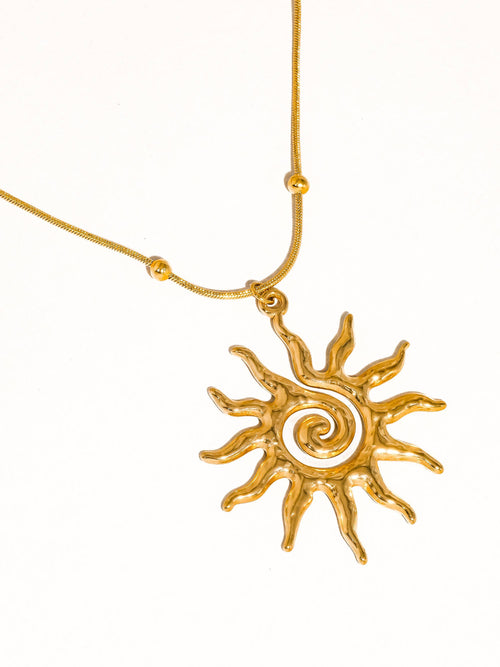 18K Gold Non-Tarnish Boho Sun Necklace