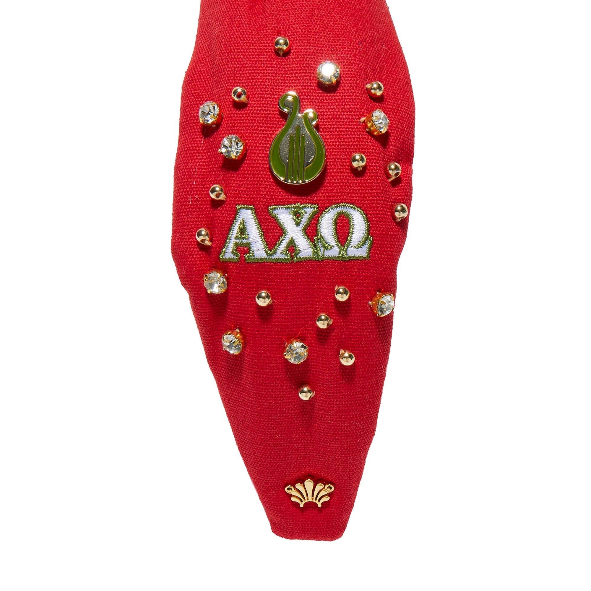 SCARLET ALPHA CHI OMEGA KNOTTED HEADBAND