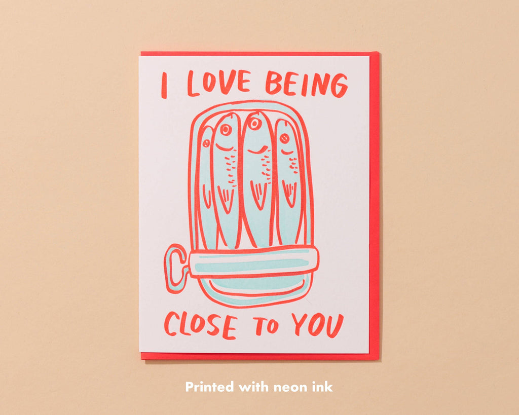 Letterpress Love Card—Sardines (Close to You, Trendy, Cute)
