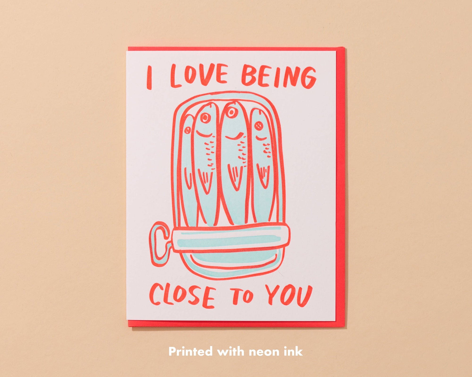 Letterpress Love Card—Sardines (Close to You, Trendy, Cute)