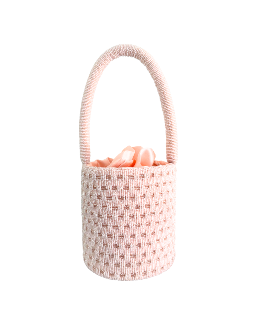 The Mallorca - Beaded Bucket Bag in Ballet Slipper