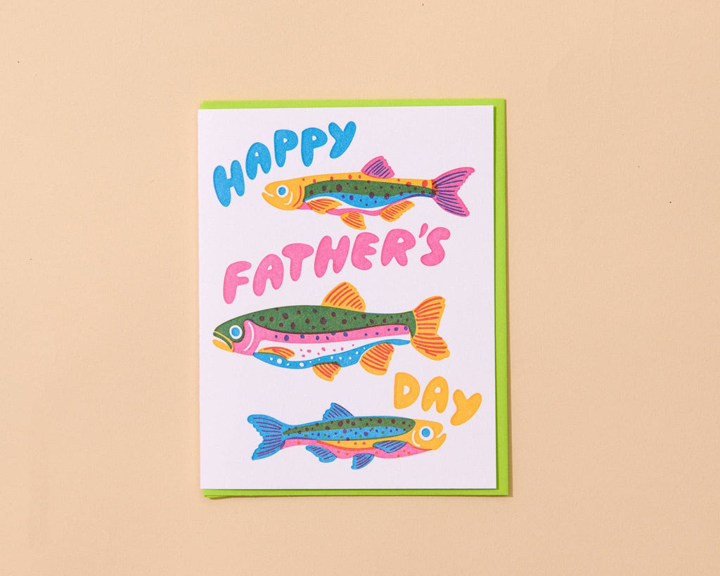 Letterpress Father's Day Card—Rainbow Trout (Fish, Colorful)