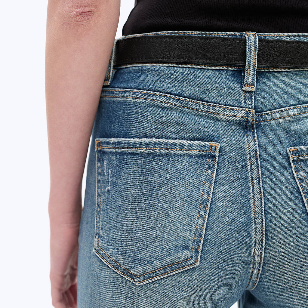 HIGH RISE WIDE LEG DENIM JEANS WITH RAW HEM