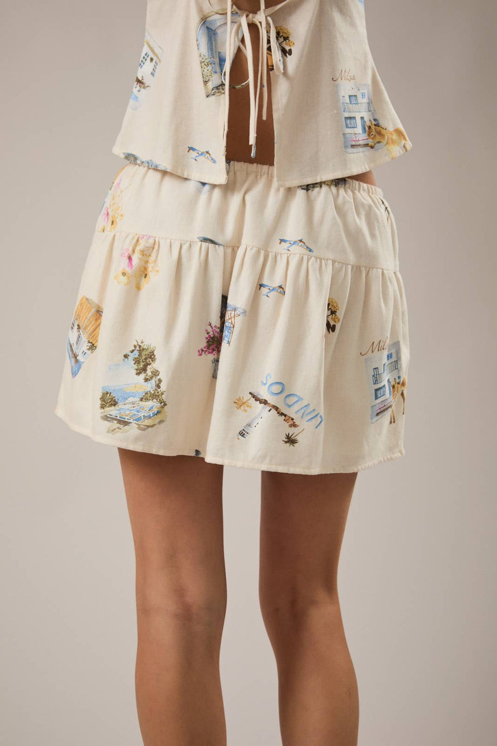 Greek Dream Coastal Print Skirt