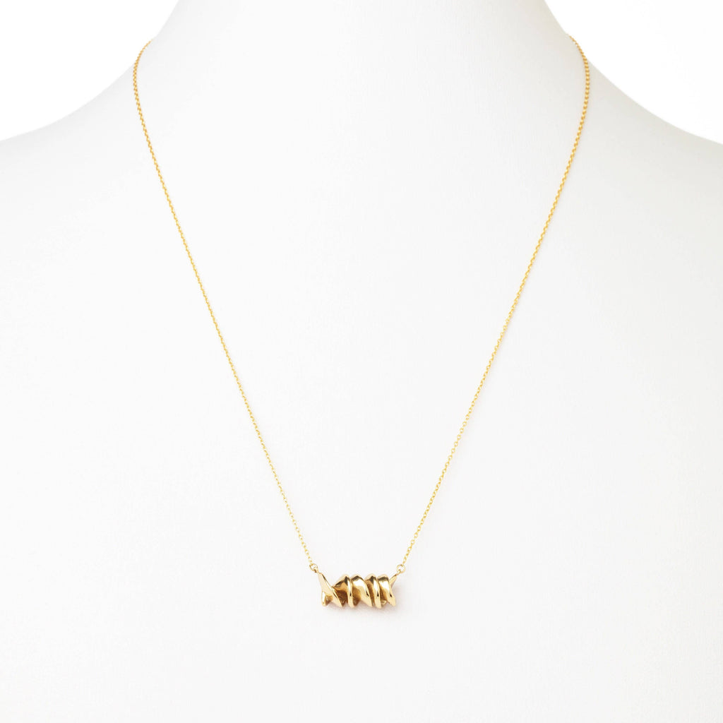 Rotini Pasta Necklace, Yellow Gold Plated, By Delicacies Jewelry - Every Purchase Helps Fight Hunger! (Food Jewelry, Foodie Gift)