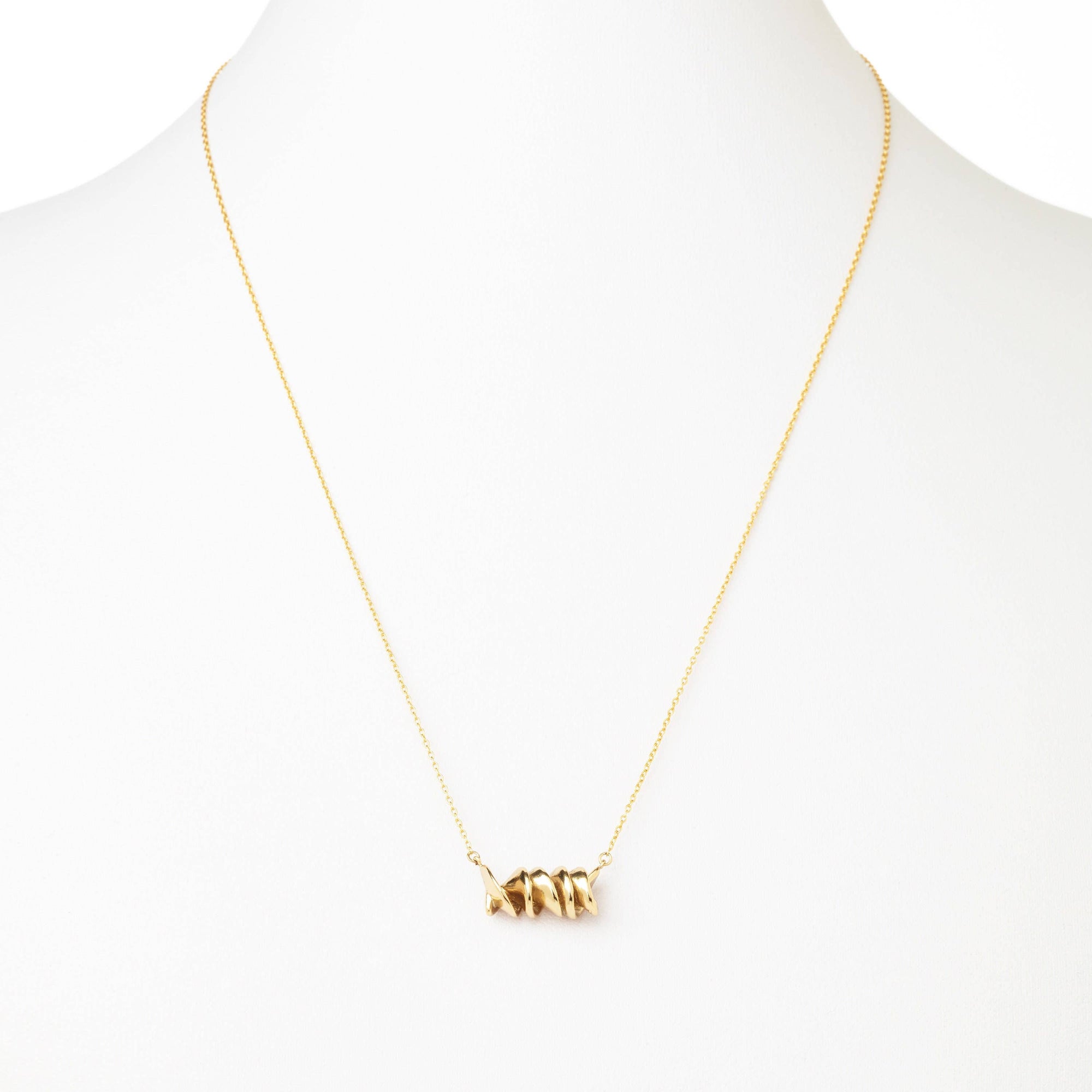 Rotini Pasta Necklace, Yellow Gold Plated, By Delicacies Jewelry - Every Purchase Helps Fight Hunger! (Food Jewelry, Foodie Gift)