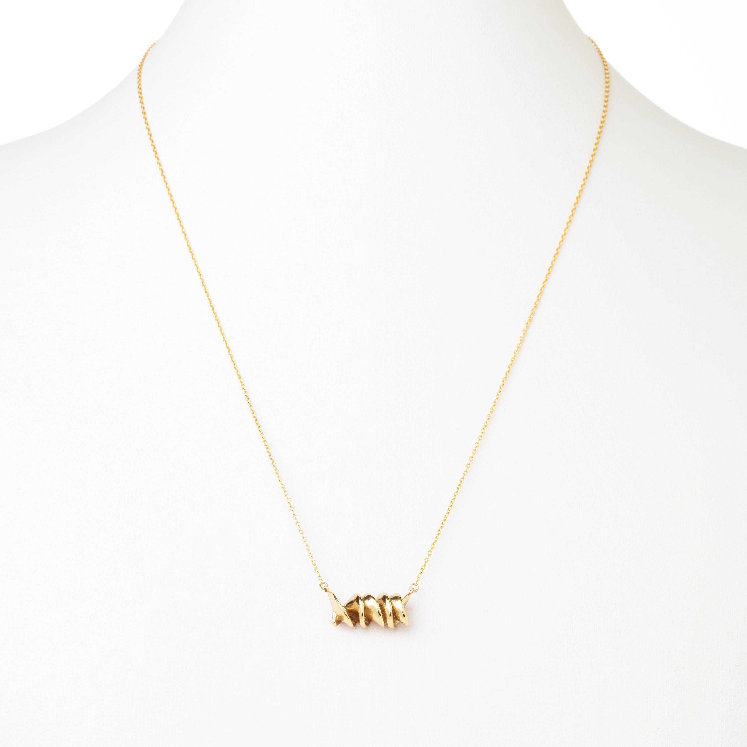 Rotini Pasta Necklace, Yellow Gold Plated, By Delicacies Jewelry - Every Purchase Helps Fight Hunger! (Food Jewelry, Foodie Gift)