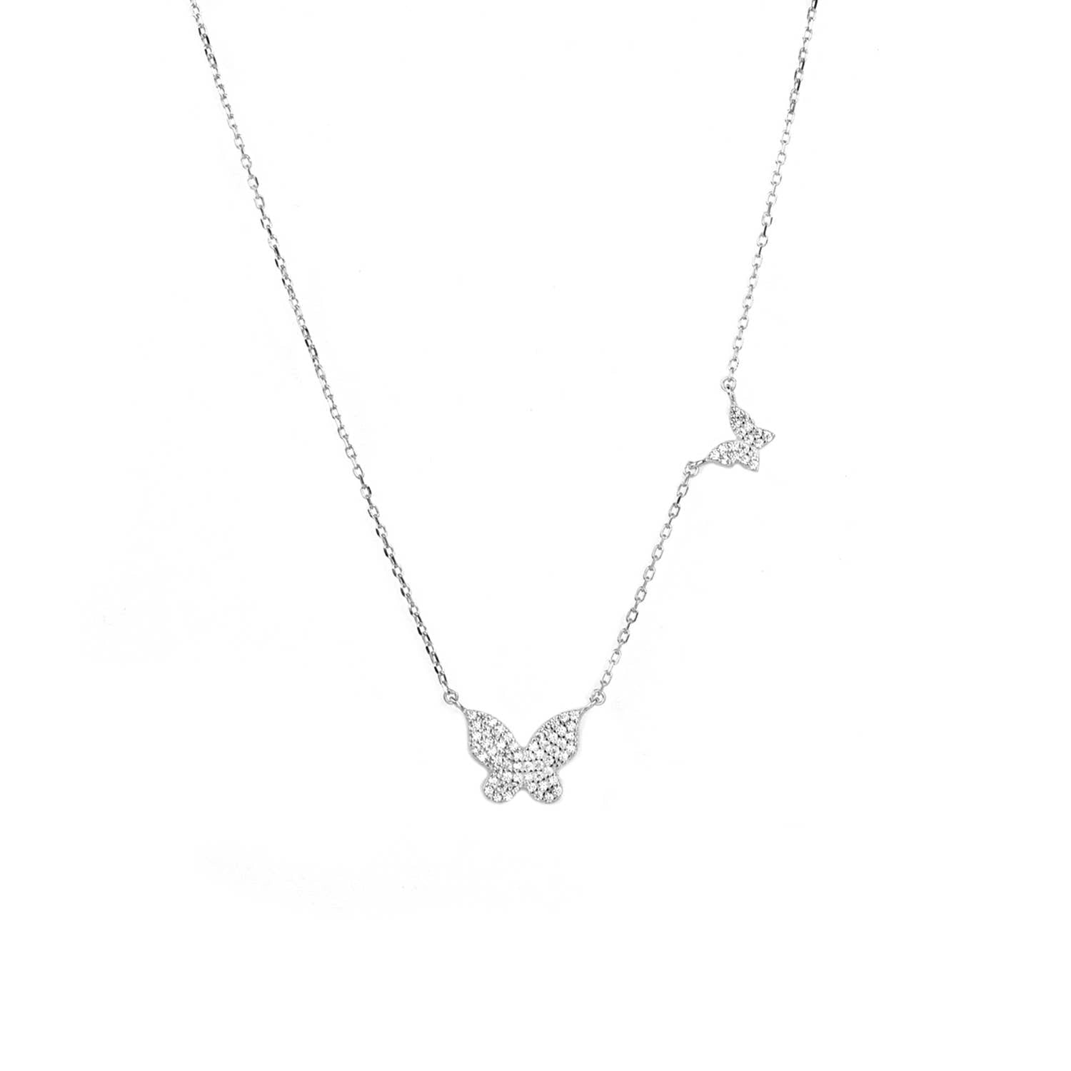 Sterling double butterfly necklace