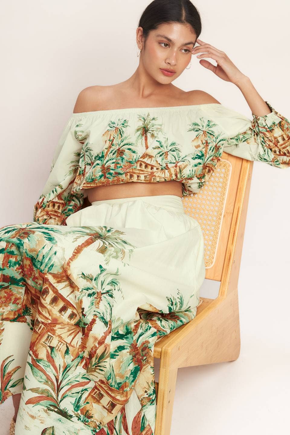 A printed woven crop top