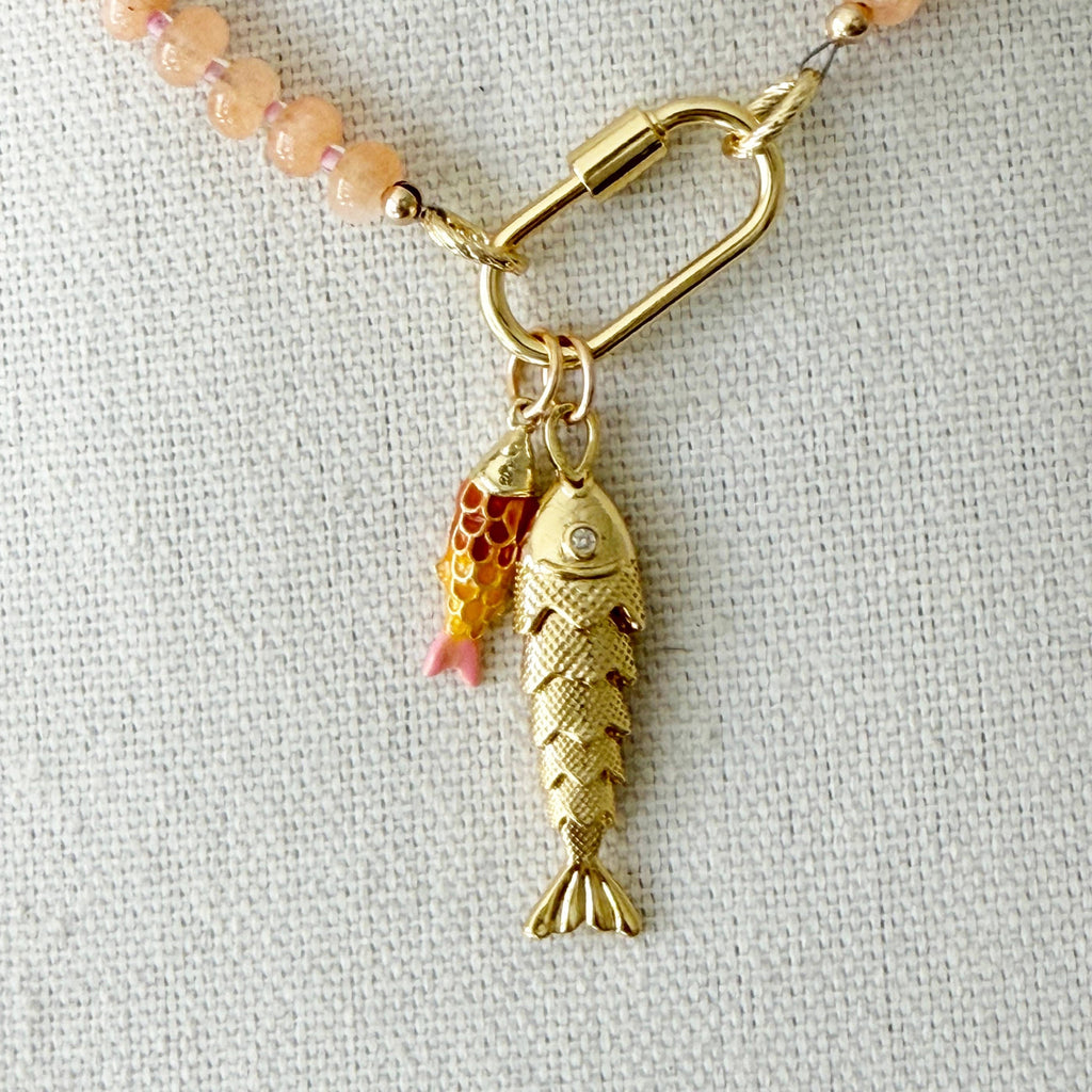 Beaded Fishy Necklace, Orange