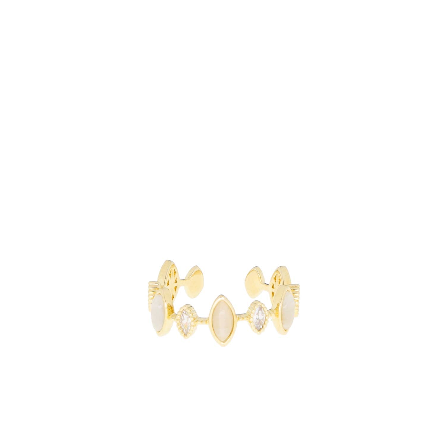 Adjustable stone and crystal ring
