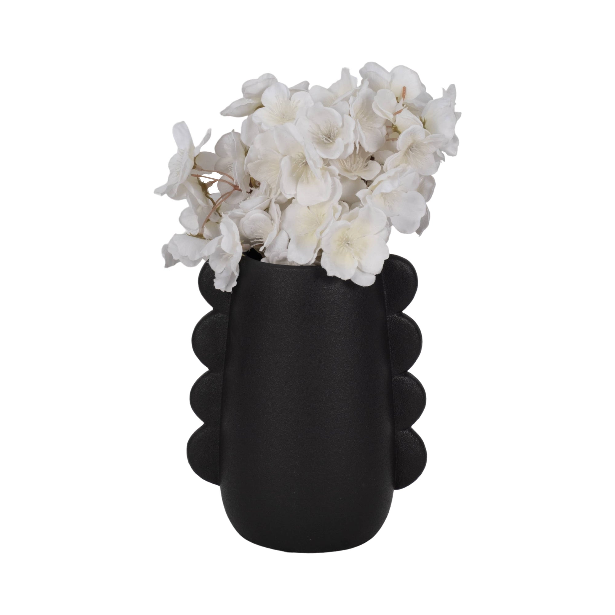 Ceramic Unique Eared Decorative Flower Vase - Black, 8 in.