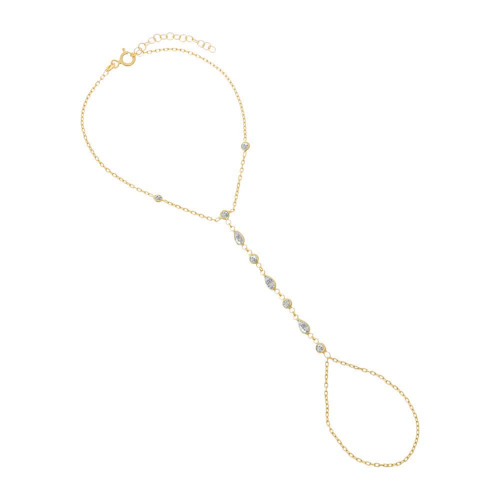 Colored CZ Multishape Bezel Hand Chain