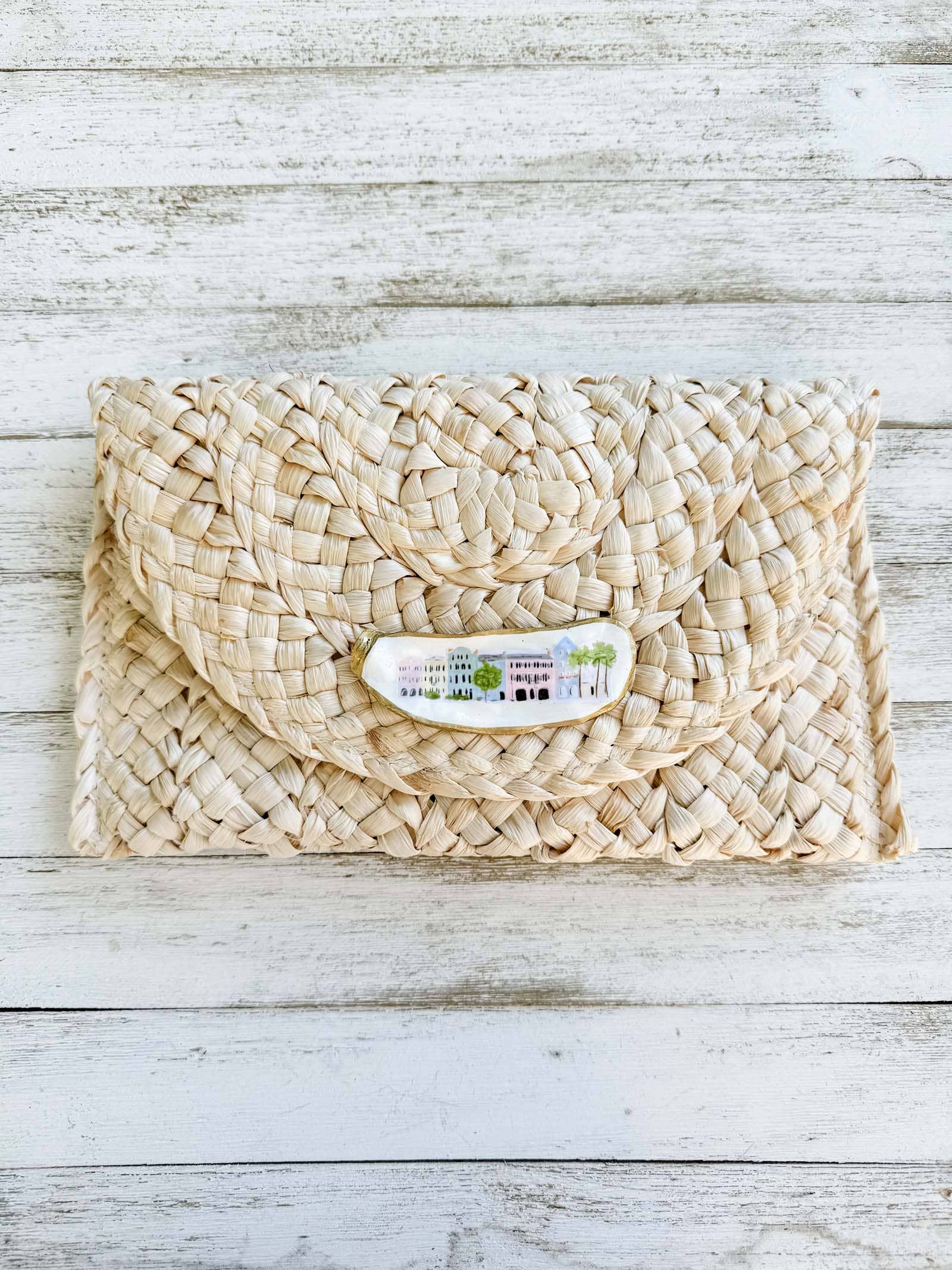 Rainbow Row Oyster Shell Clutch