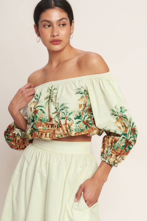 A printed woven crop top