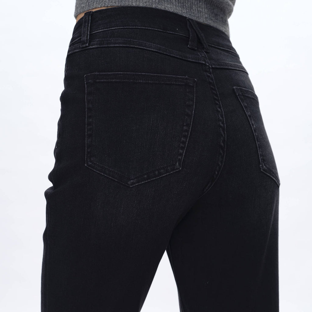 Super High Rise Straight Jeans with Raw Hem