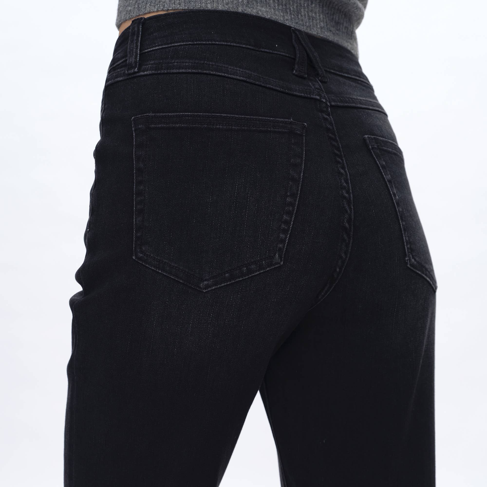 Super High Rise Straight Jeans with Raw Hem