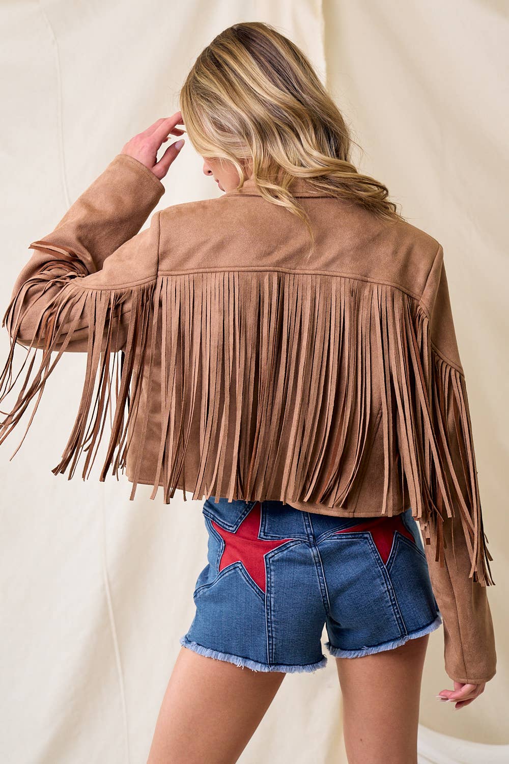 Boho Tan Faux Suede Fringed Western Jacket