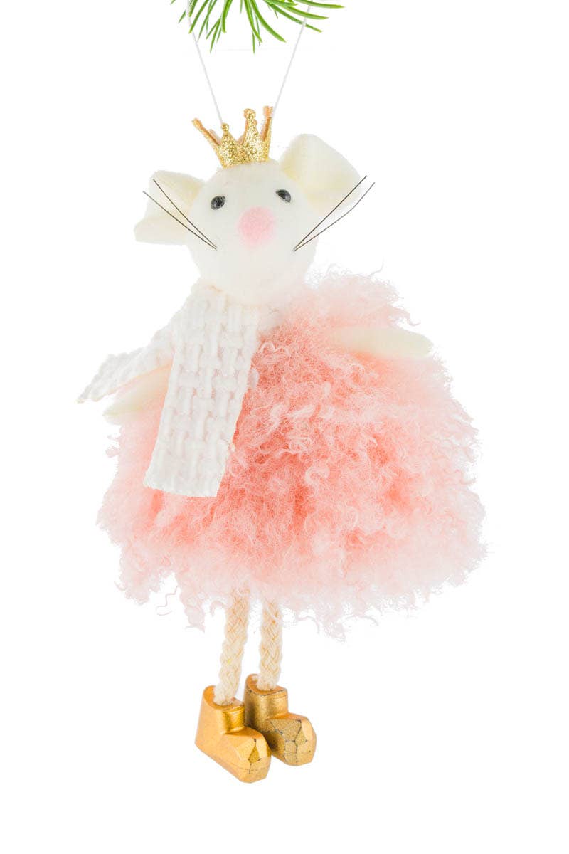 NEW-White Mouse Princess Ornament With Fluffy Dress