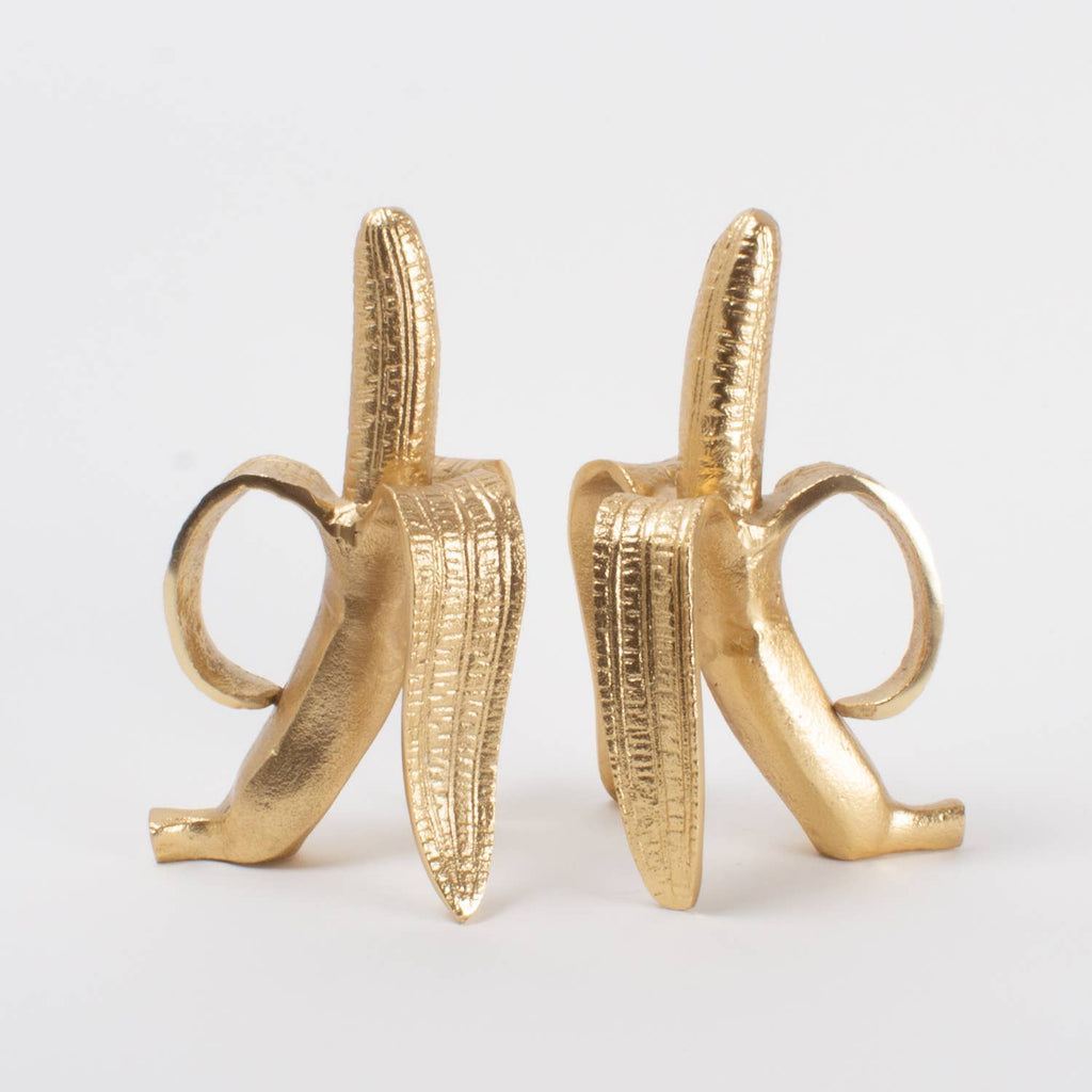 Gold Banana Bookend Set