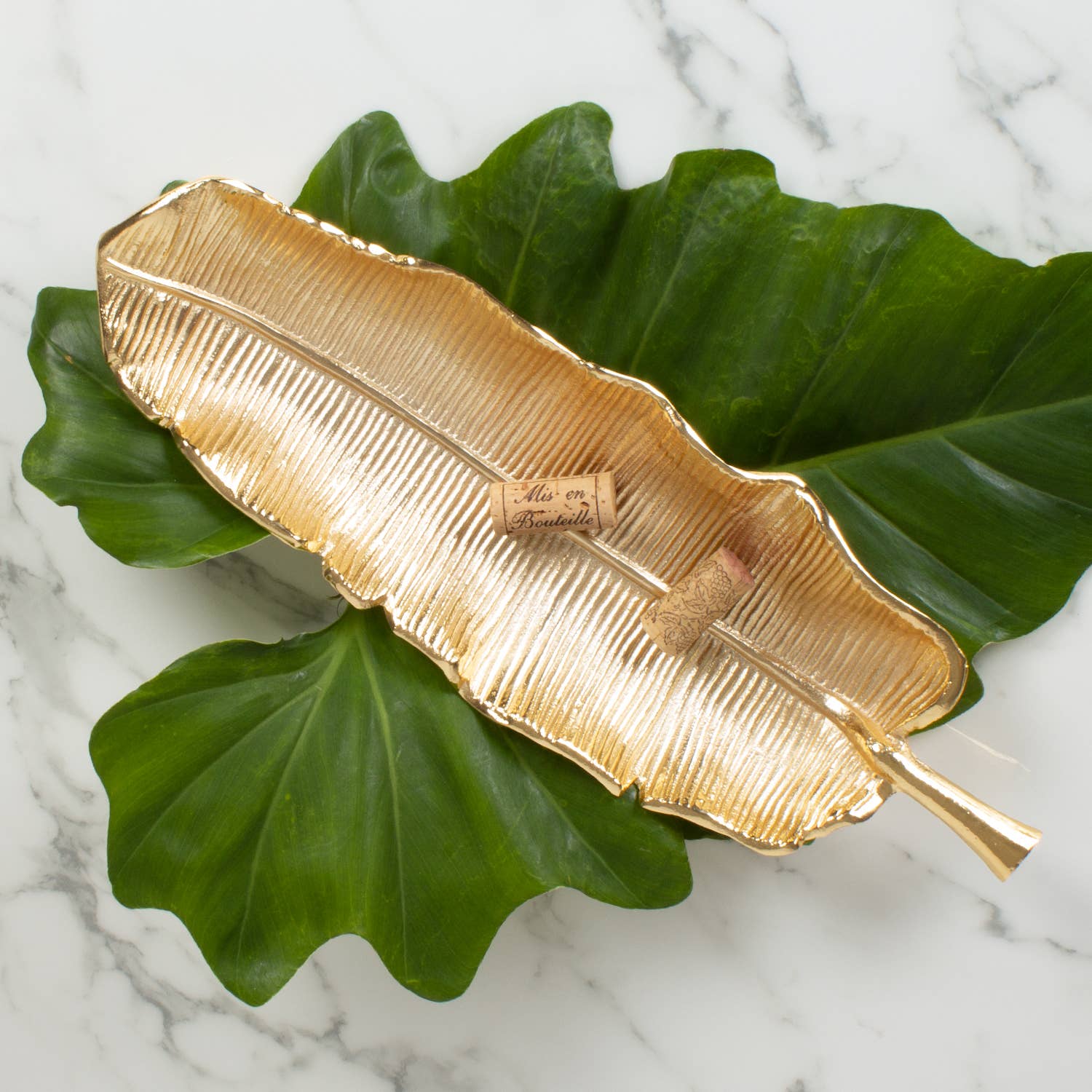 Gold Banana Leaf Vanity Tray