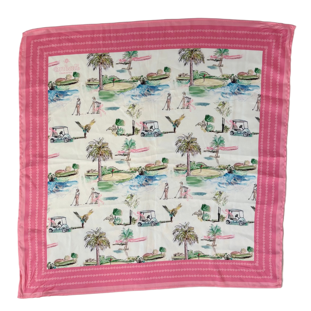 Golf Scene Scarf 25x25" - Southern Golf Course Print | Imbali Charleston