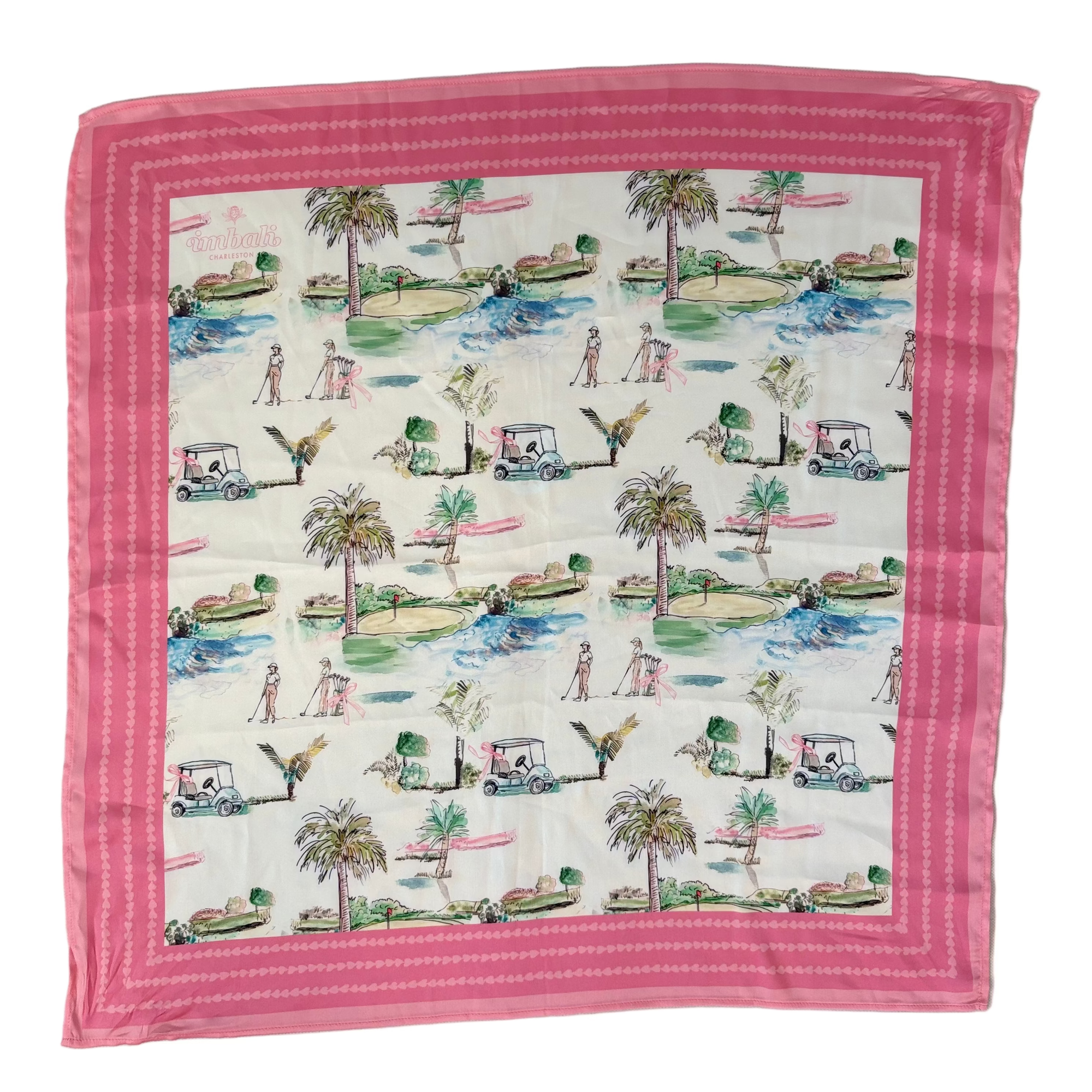 Golf Scene Scarf 25x25" - Southern Golf Course Print | Imbali Charleston
