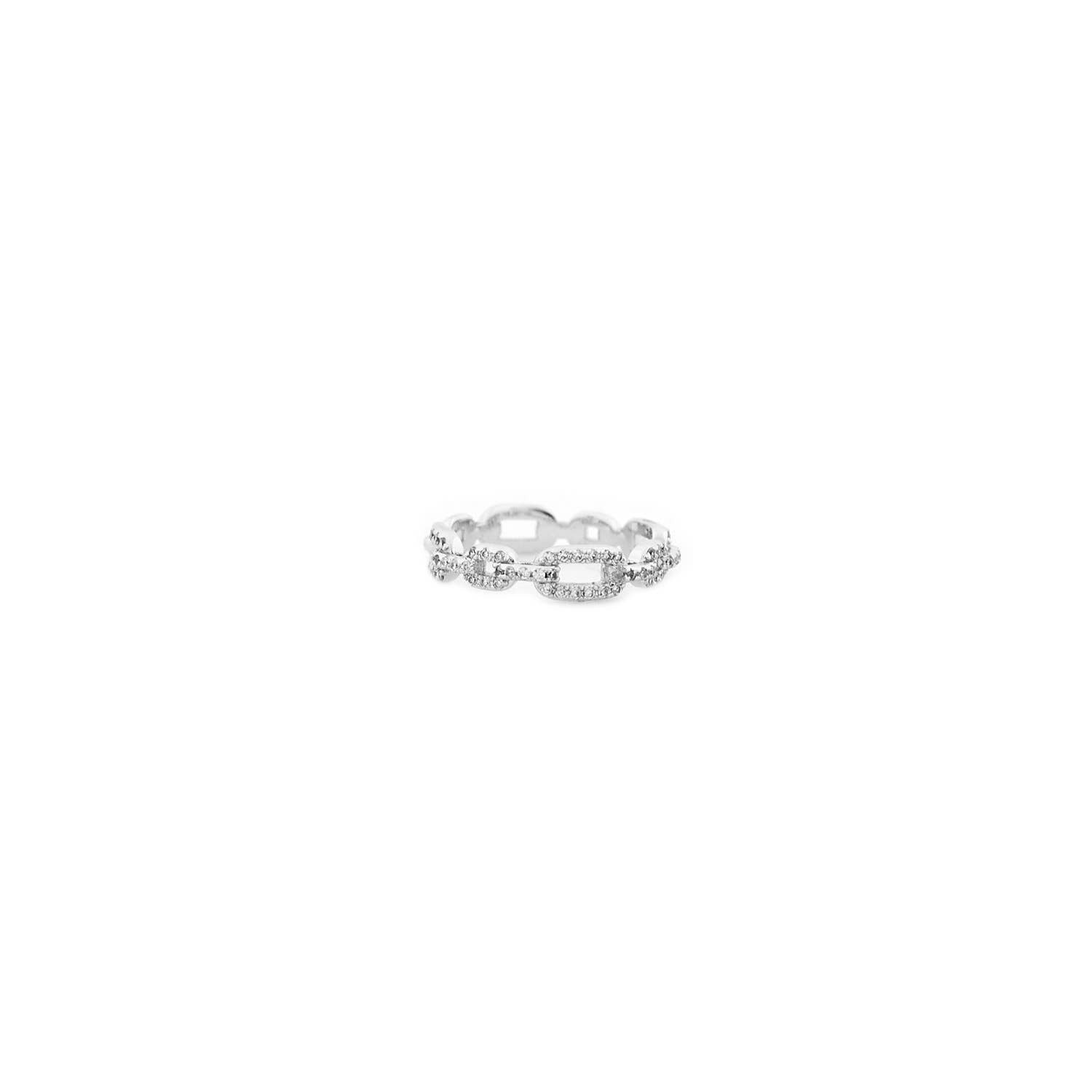 Sterling Pave Chain Link Ring