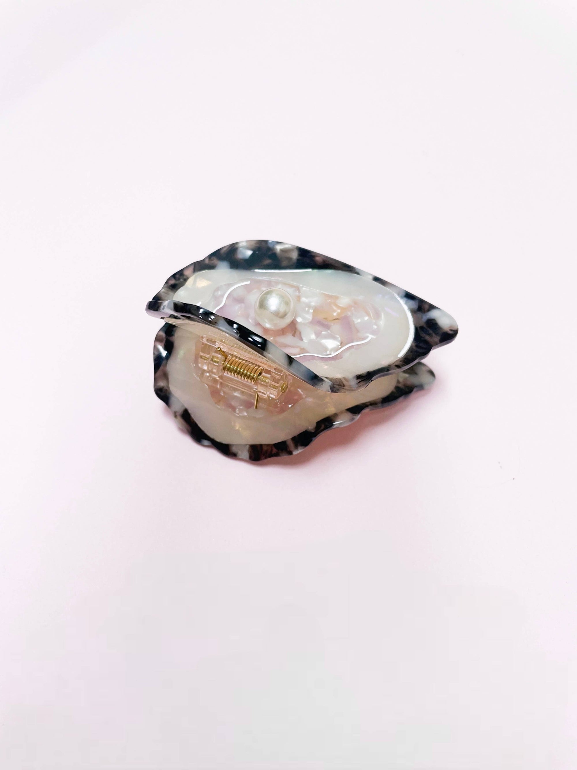 Oyster Claw Clip // Cellulose Acetate with Pearl detail