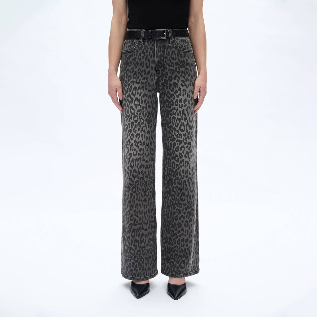 High Rise Leopard Print Wide Leg Pant (Finished Hem)