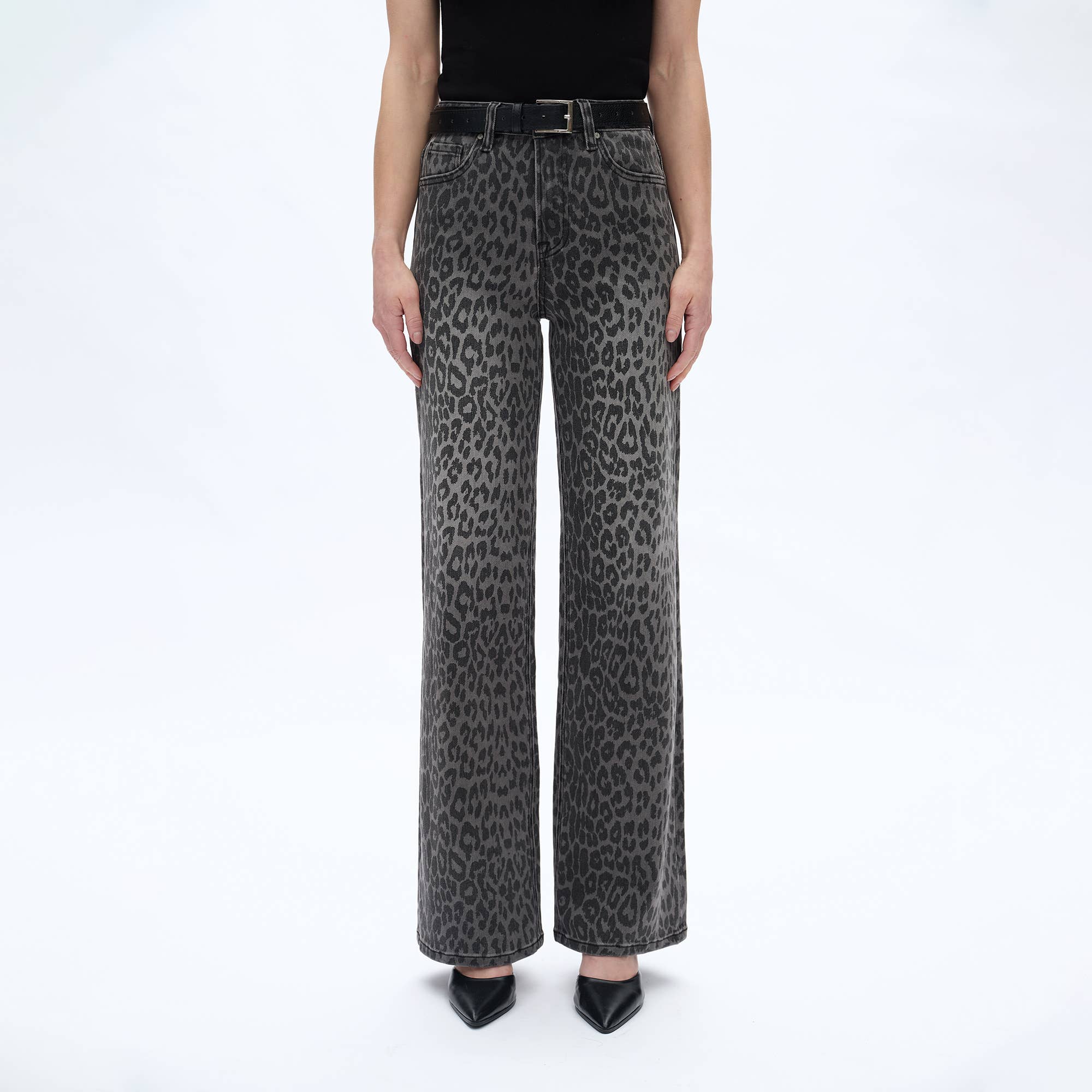 High Rise Leopard Print Wide Leg Pant (Finished Hem)