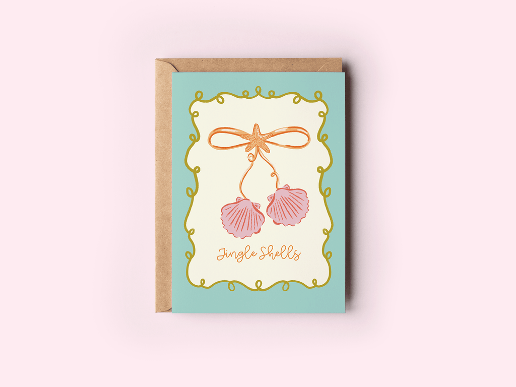 Jingle Shells Beach Coastal Seashell Holiday Greeting Card