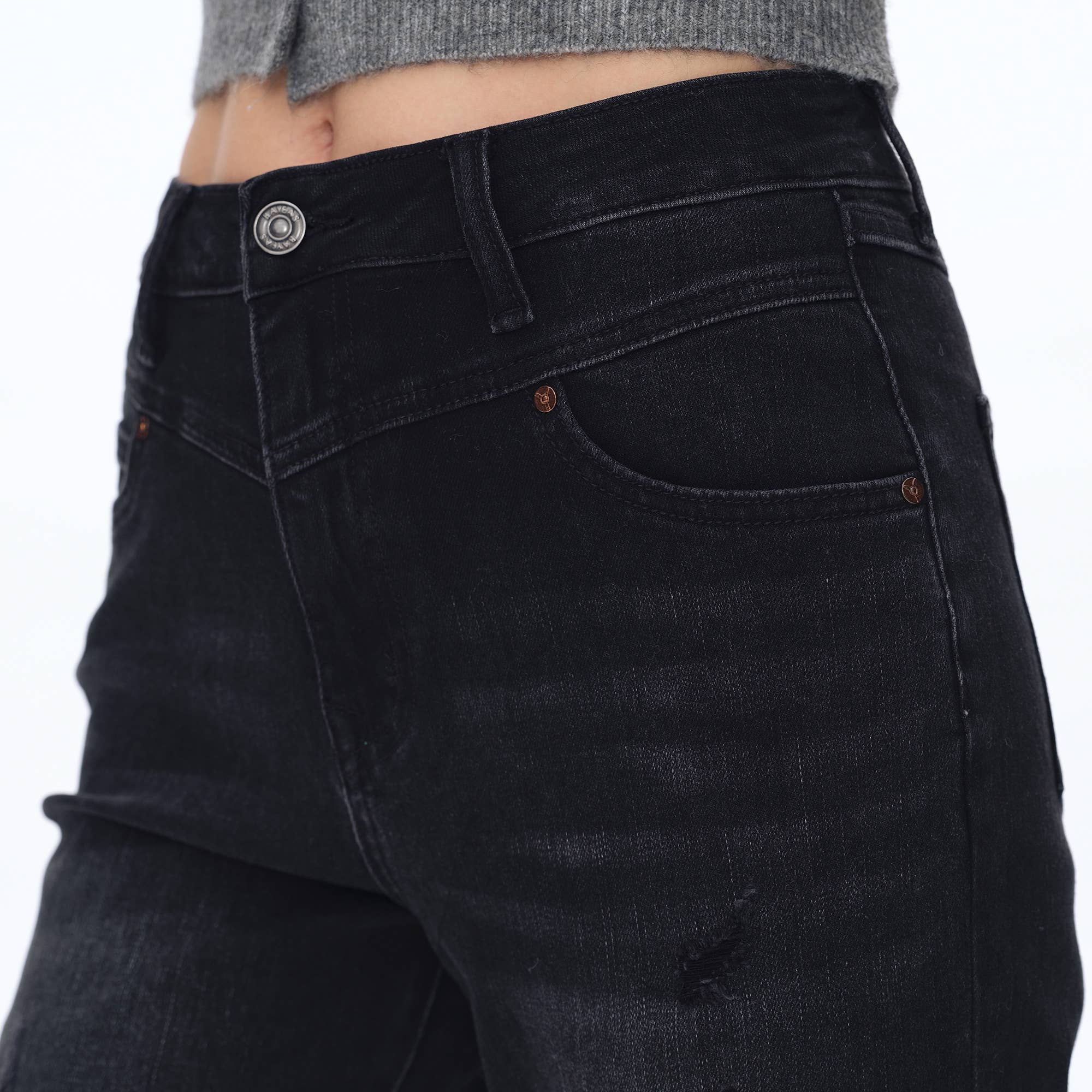 Super High Rise Straight Jeans with Raw Hem