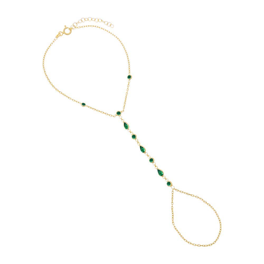Colored CZ Multishape Bezel Hand Chain
